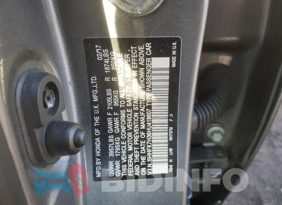 SHHFK7H36HU419607 Photo# 12
