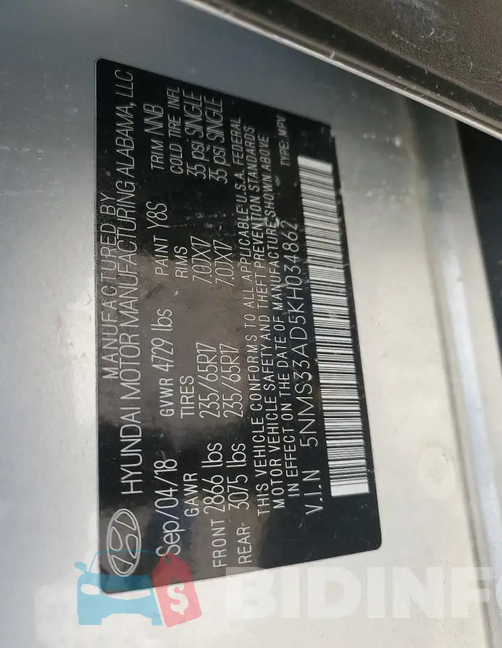 5NMS33AD5KH034862 Photo# 13
