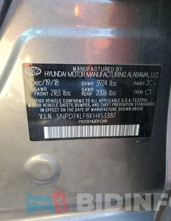 5NPD74LF8KH453387 Photo# 13