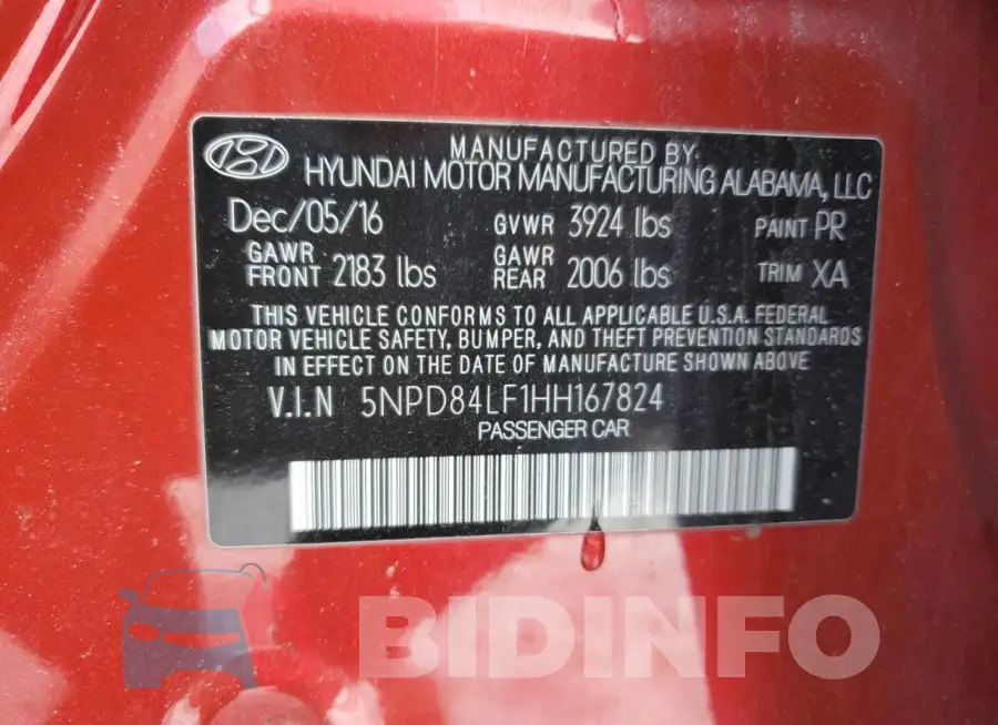 5NPD84LF1HH167824 Photo# 12