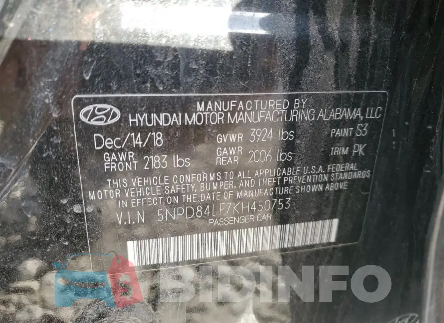 5NPD84LF7KH450753 Photo# 12