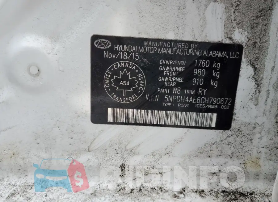 5NPDH4AE6GH790672 Photo# 12