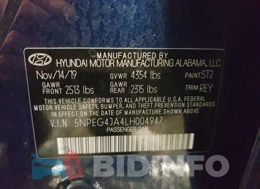 5NPEG4JA4LH004947 Photo# 12