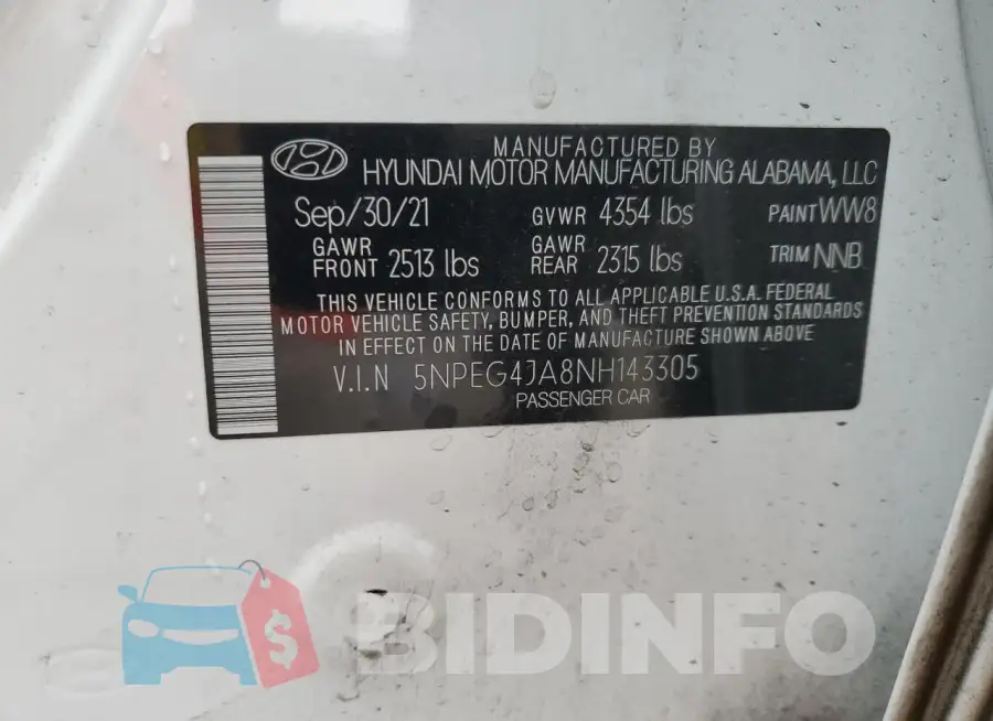 5NPEG4JA8NH143305 Photo# 12