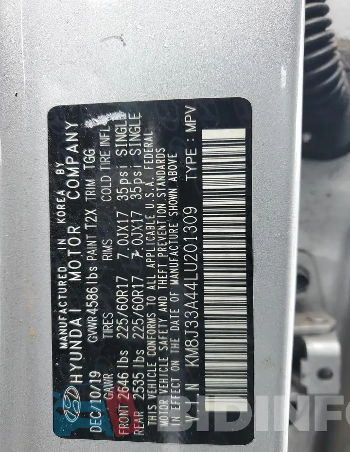 KM8J33A44LU201309 Photo# 14