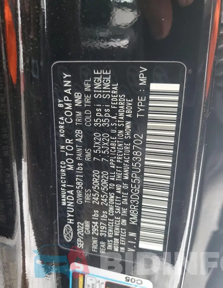 KM8R3DGE5PU538702 Photo# 13