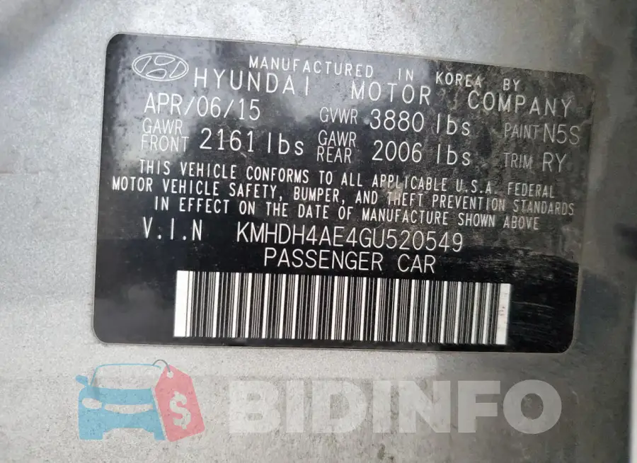 KMHDH4AE4GU520549 Photo# 12