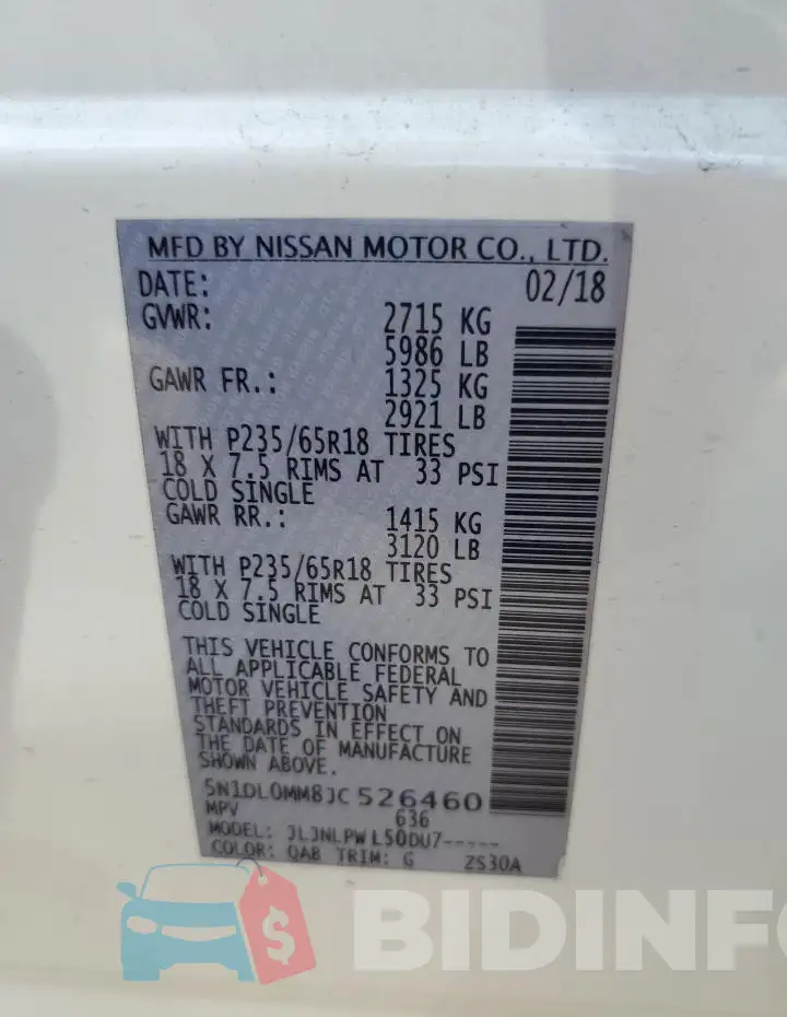 5N1DL0MM8JC526460 Photo# 13