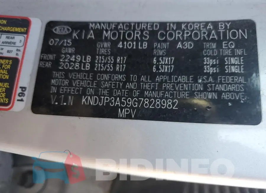 KNDJP3A59G7828982 Photo# 13