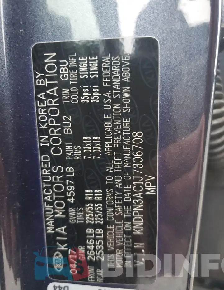 KNDPN3AC1J7306708 Photo# 13