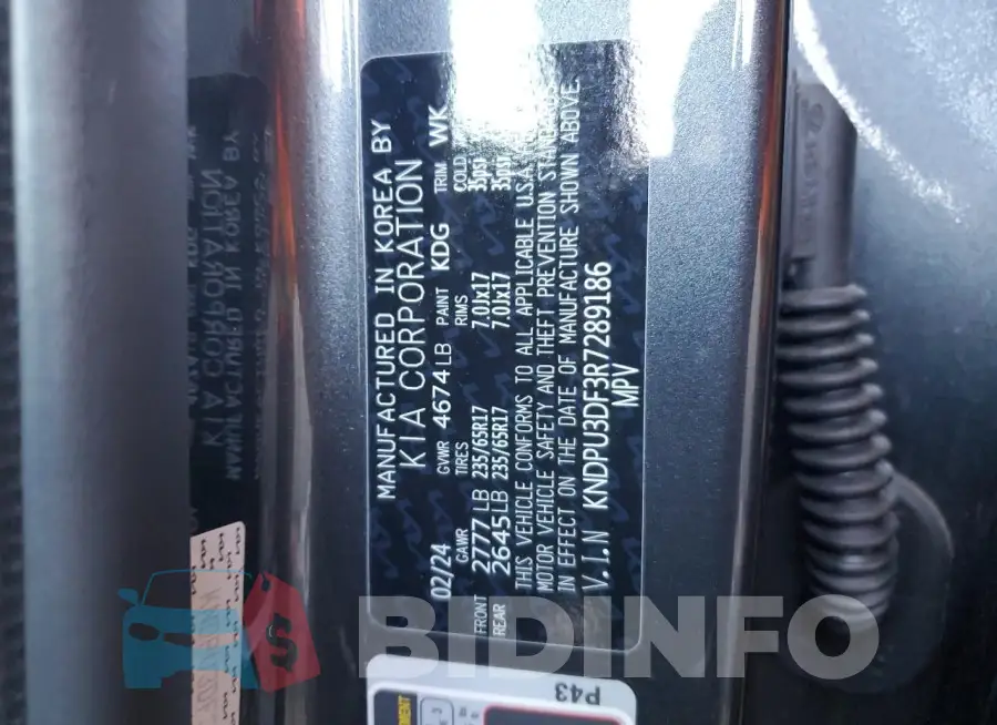 KNDPU3DF3R7289186 Photo# 13