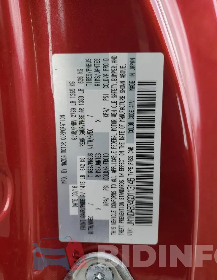 JM1NDAB74G0113146 Photo# 13