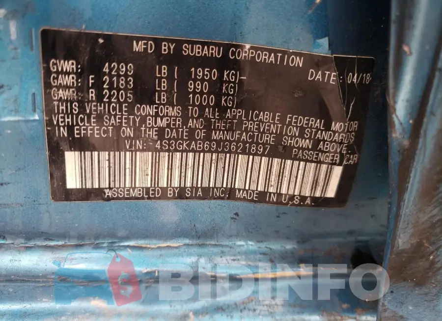 4S3GKAB69J3621897 Photo# 12