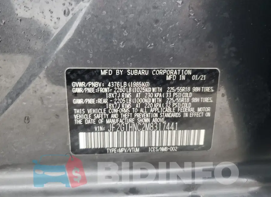 JF2GTHNC2M8317441 Photo# 13