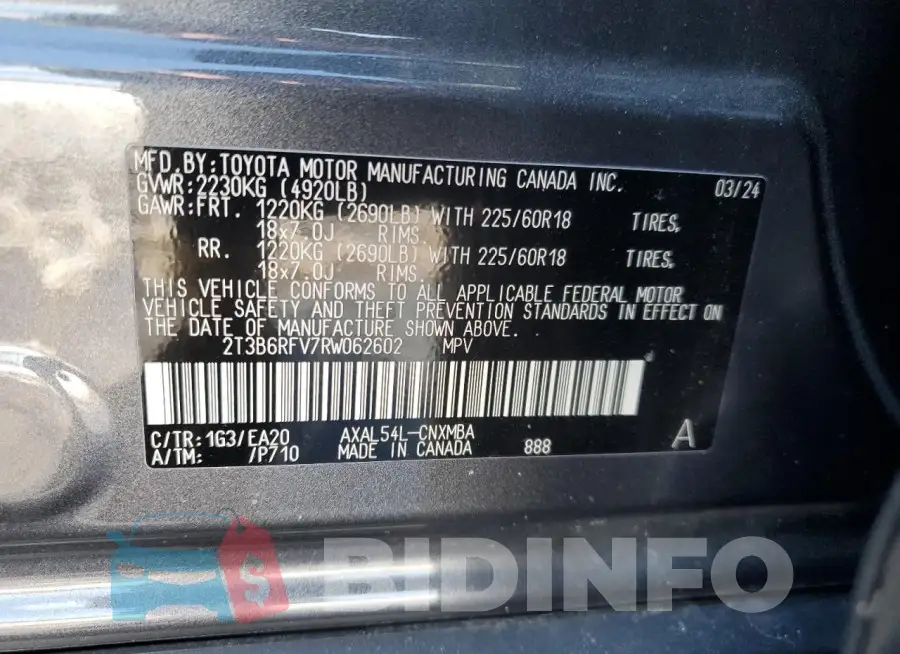 2T3B6RFV7RW062602 Photo# 13