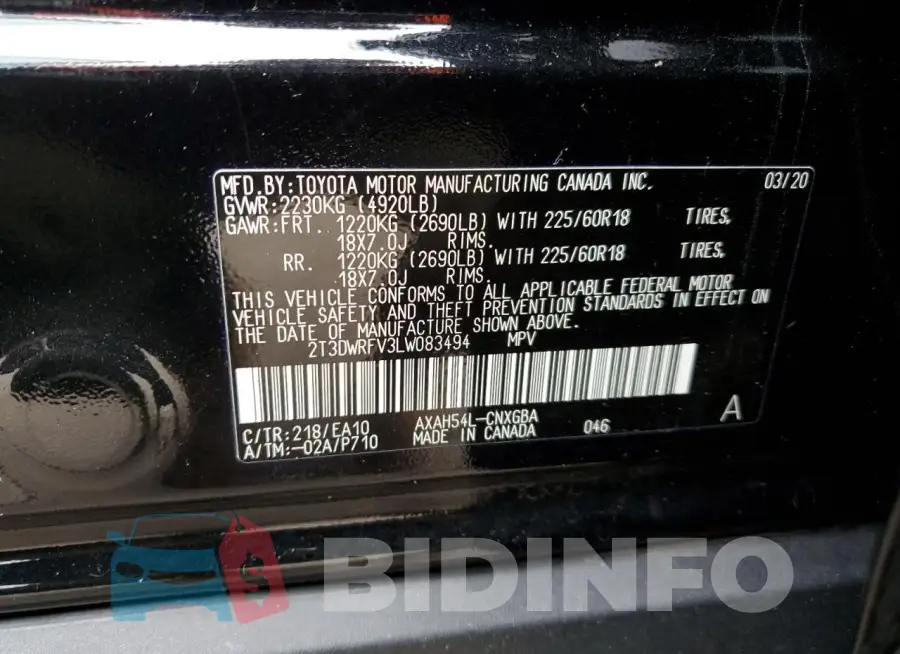2T3DWRFV3LW083494 Photo# 12
