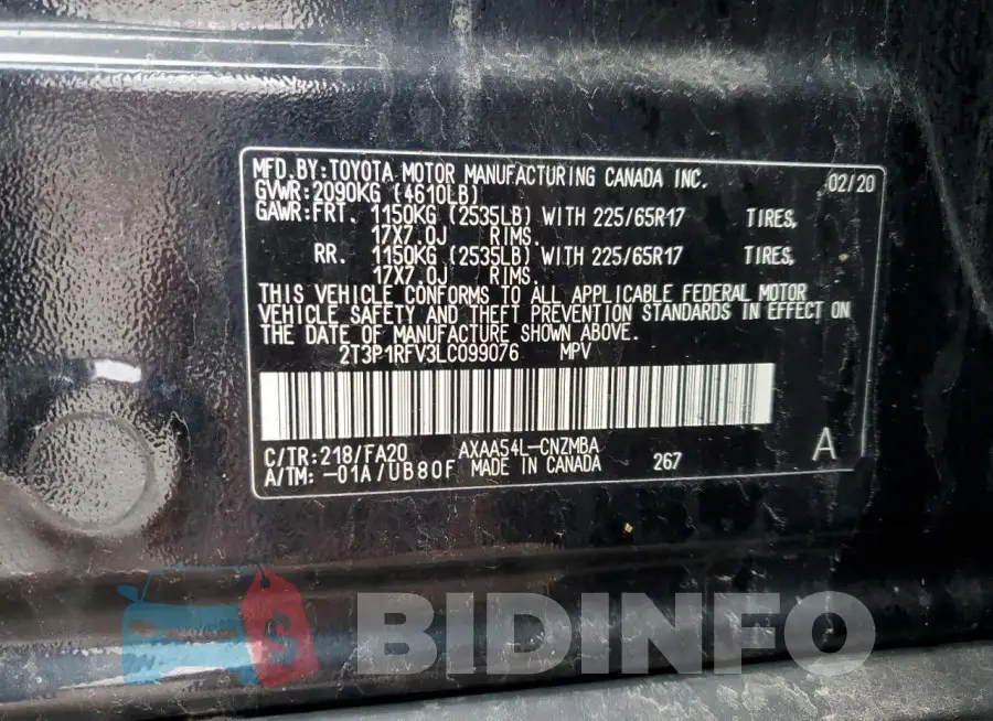 2T3P1RFV3LC099076 Photo# 13