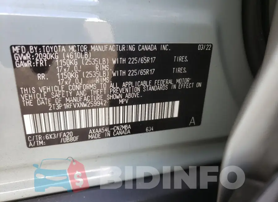 2T3P1RFVXNW259942 Photo# 13