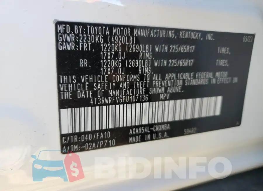 4T3RWRFV6PU107136 Photo# 14