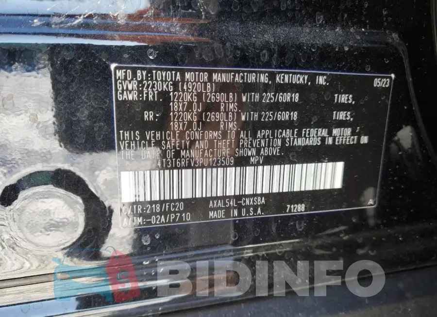 4T3T6RFV3PU123509 Photo# 14