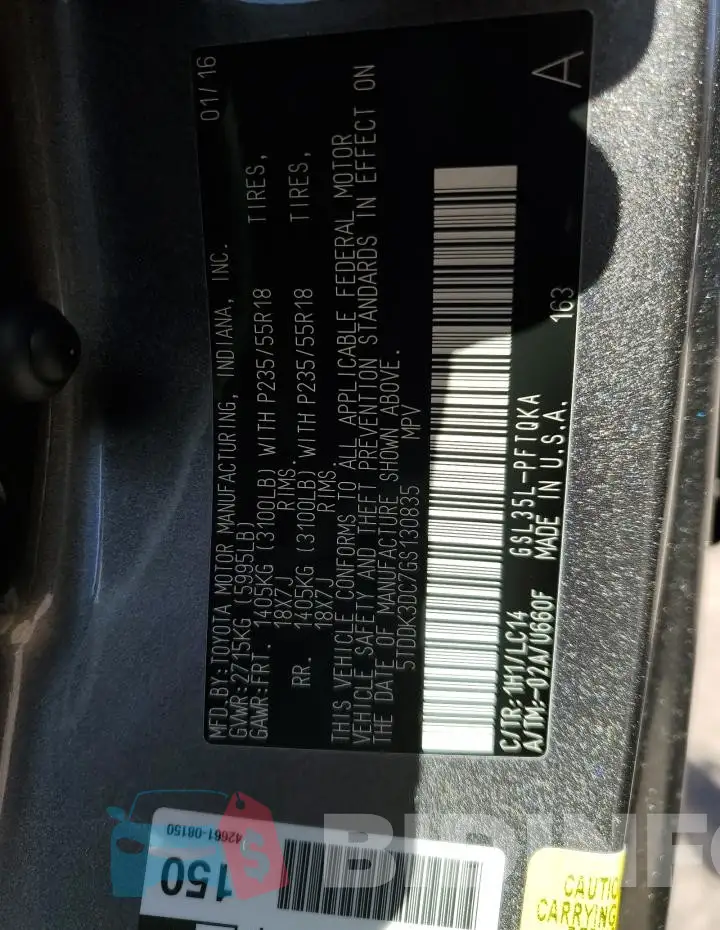 5TDDK3DC7GS130835 Photo# 13
