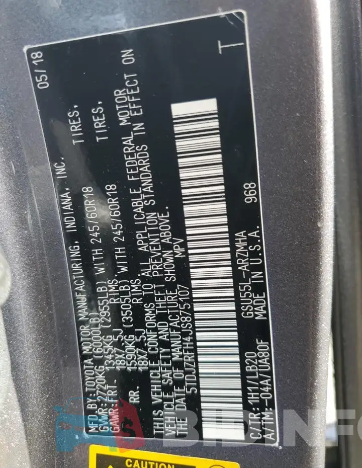 5TDJZRFH4JS875107 Photo# 13