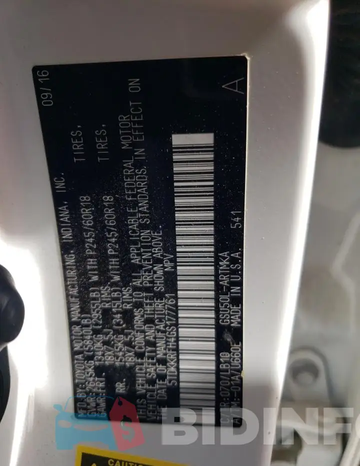5TDKKRFH4GS177761 Photo# 13