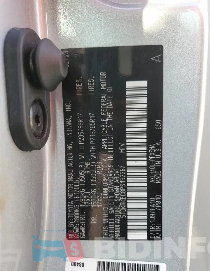 5TDKRKEC8PS152287 Photo# 13