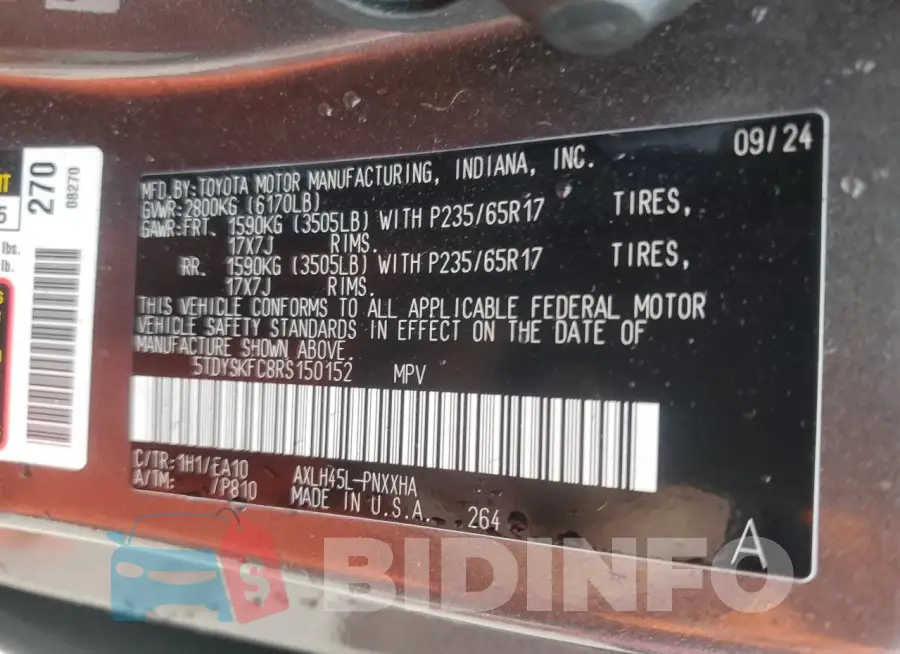 5TDYSKFC8RS150152 Photo# 13