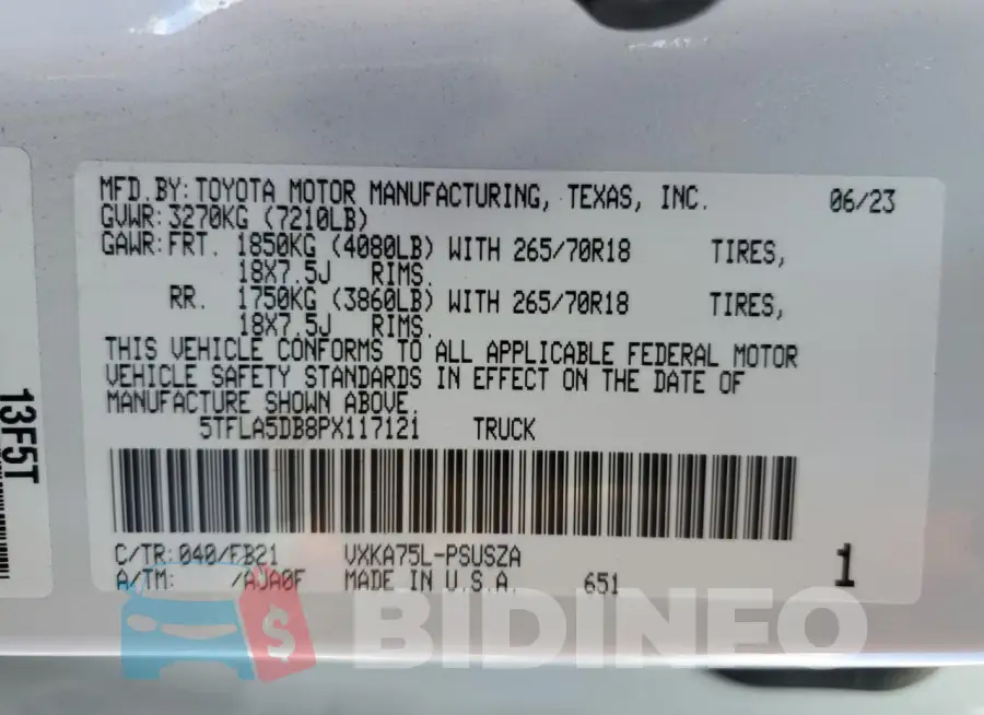 5TFLA5DB8PX117121 Photo# 12