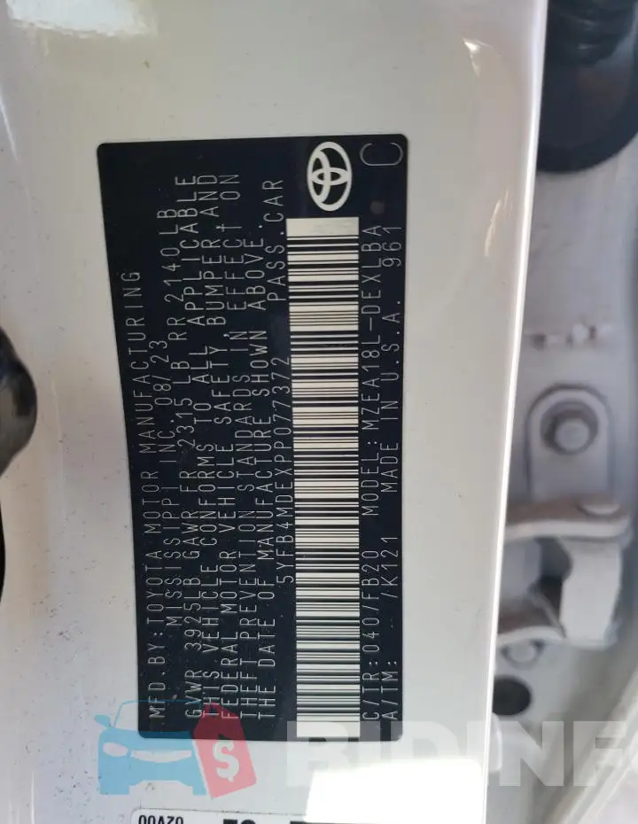 5YFB4MDEXPP077372 Photo# 12