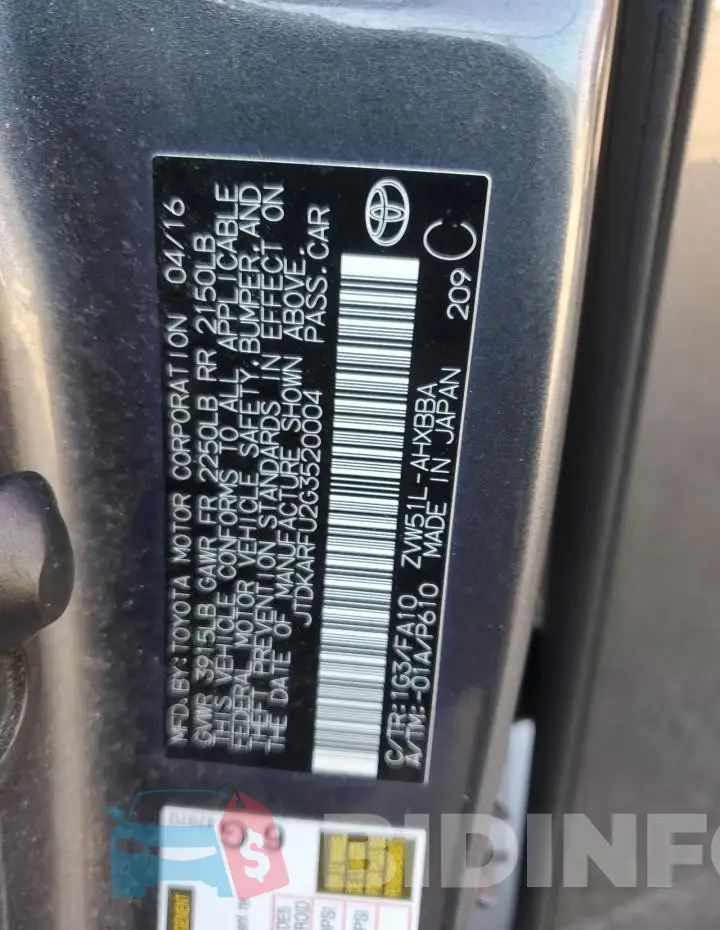 JTDKARFU2G3520004 Photo# 12