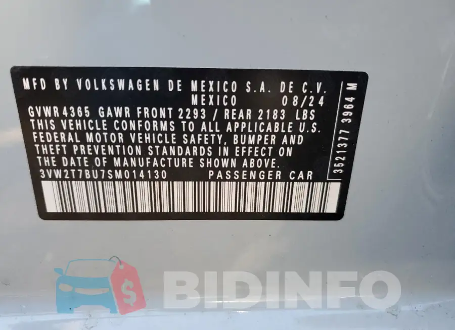 3VW2T7BU7SM014130 Photo# 12