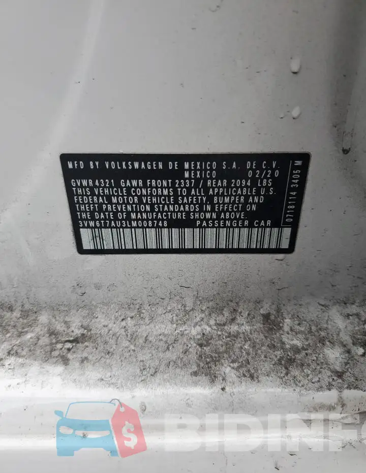 3VW6T7AU3LM008748 Photo# 12