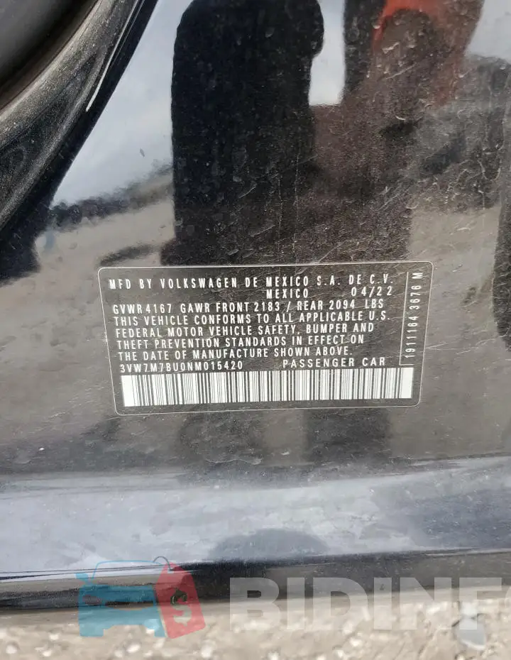 3VW7M7BU0NM015420 Photo# 12