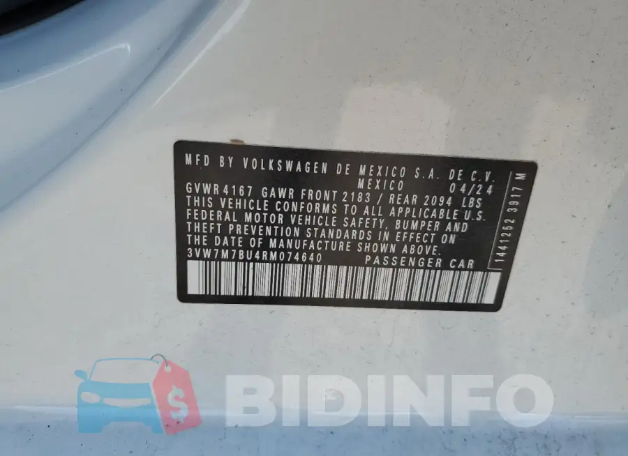 3VW7M7BU4RM074640 Photo# 13
