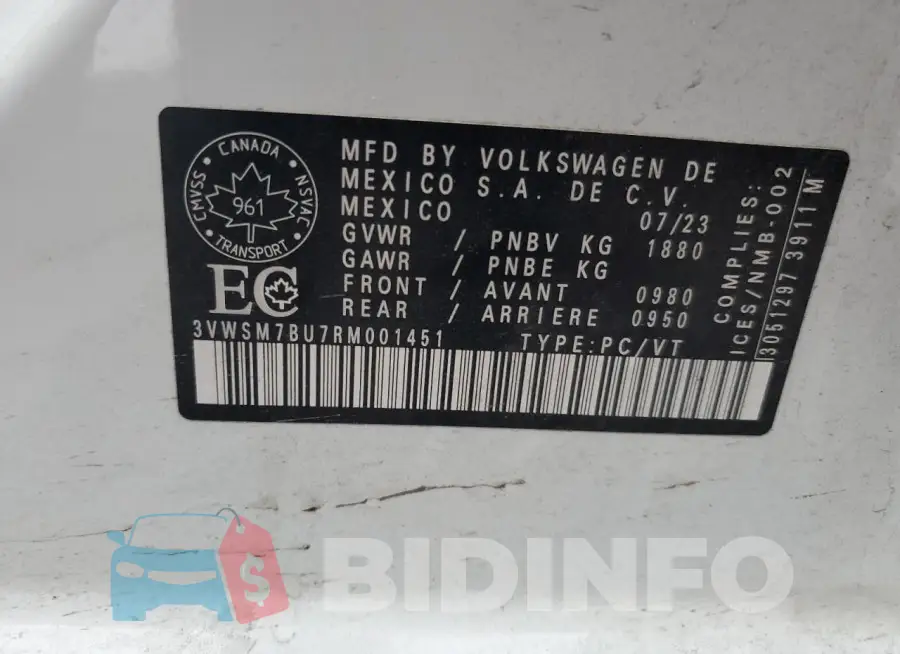 3VWSM7BU7RM001451 Photo# 12