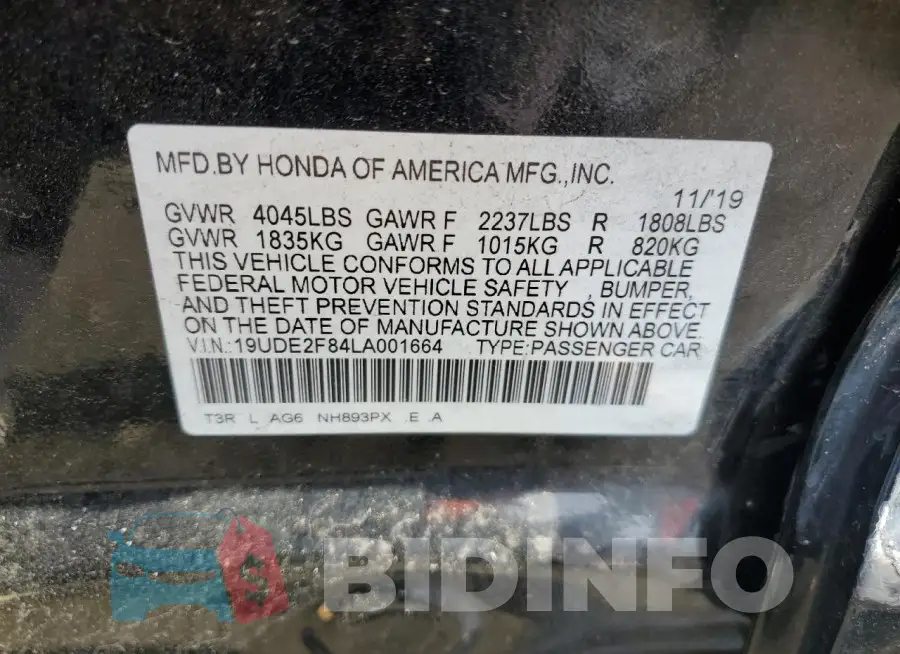 19UDE2F84LA001664 Photo# 12