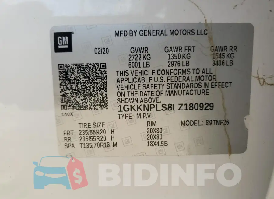 1GKKNPLS8LZ180929 Photo# 14