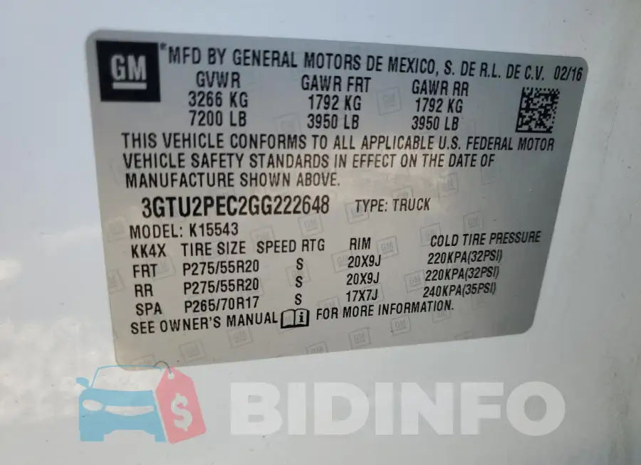 3GTU2PEC2GG222648 Photo# 12