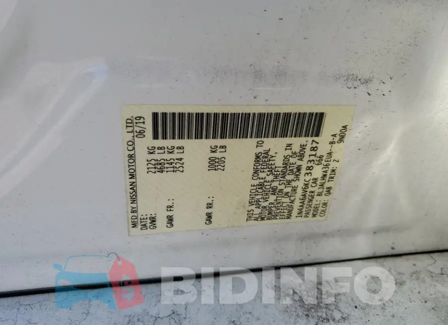 1N4AA6AV6KC383187 Photo# 13