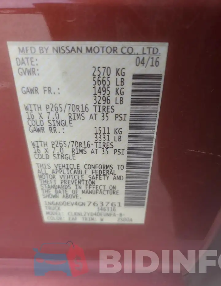 1N6AD0EV4GN763761 Photo# 12