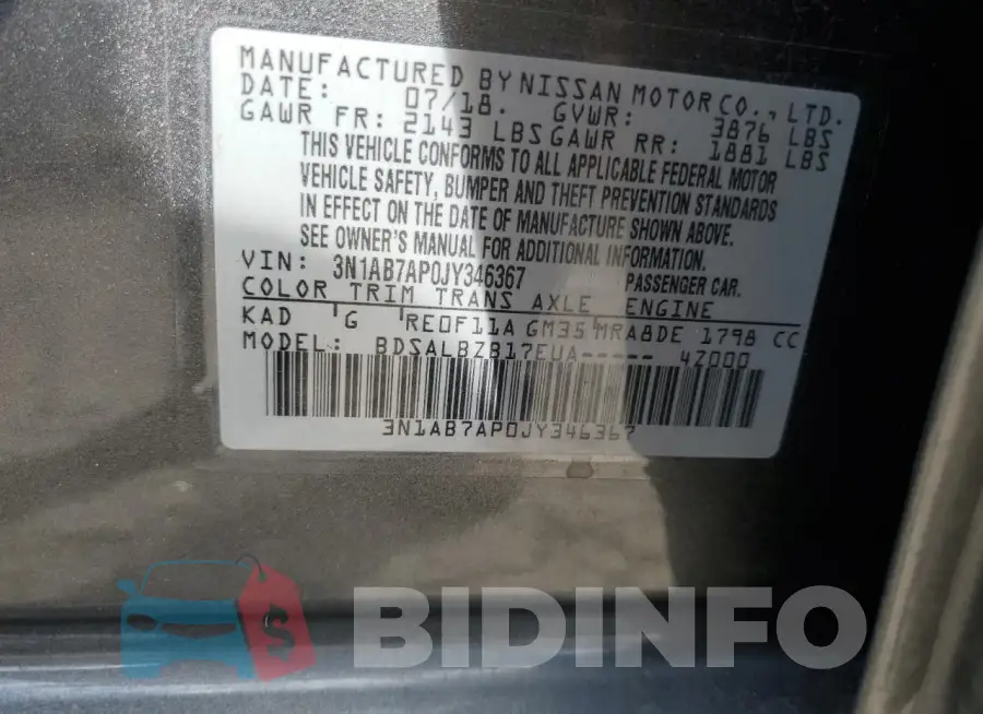 3N1AB7AP0JY346367 Photo# 12