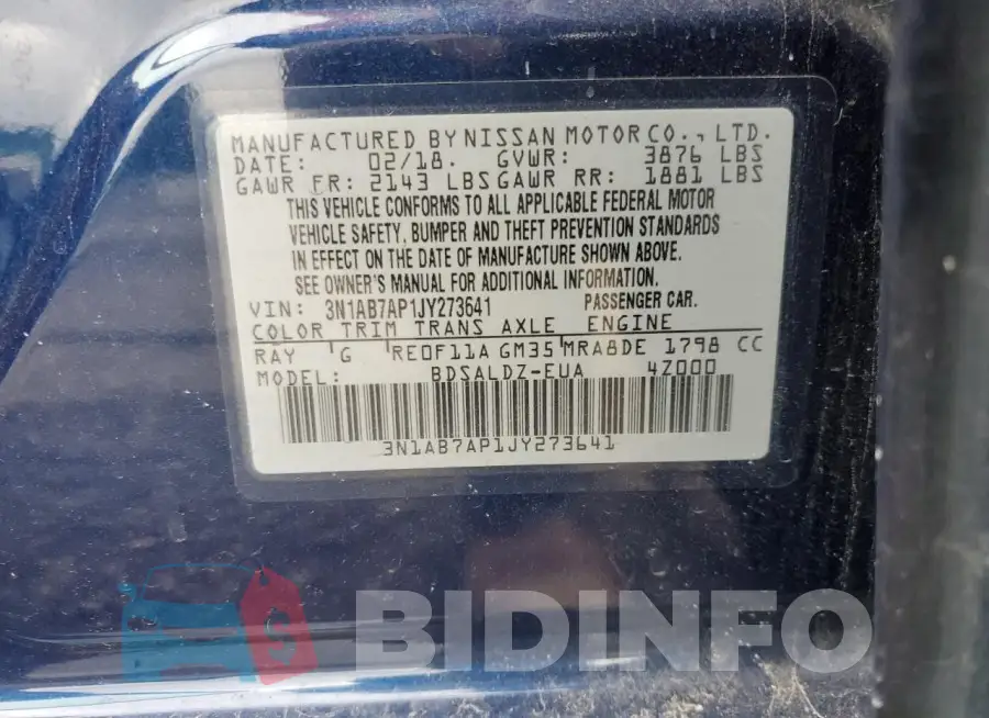 3N1AB7AP1JY273641 Photo# 12