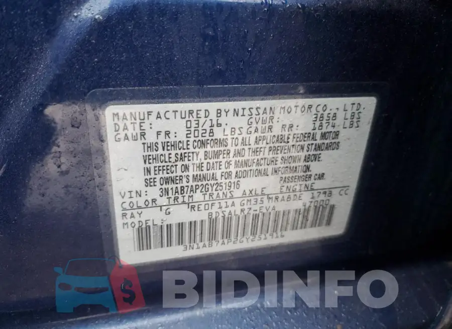 3N1AB7AP2GY251916 Photo# 13