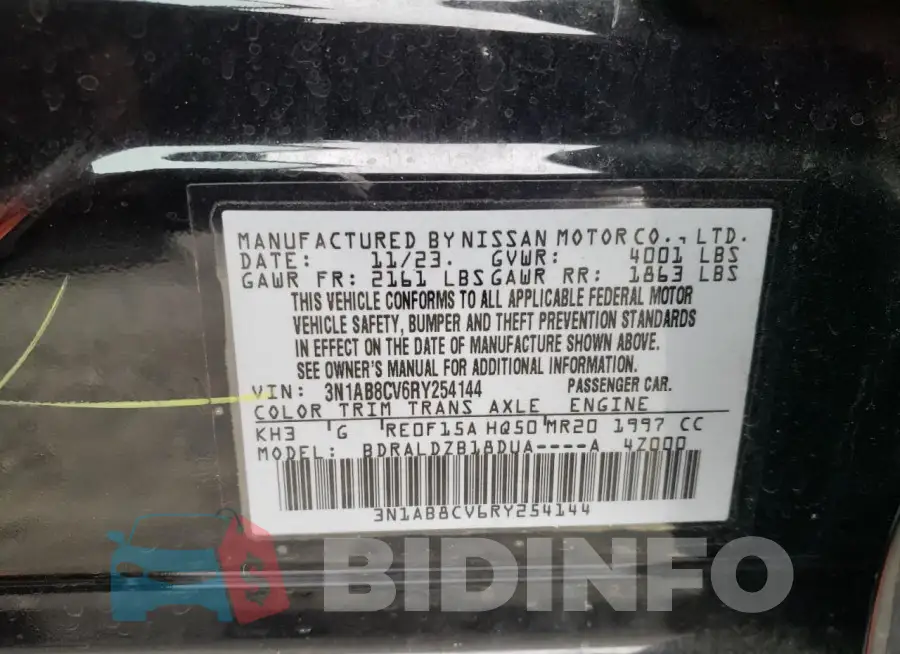 3N1AB8CV6RY254144 Photo# 12