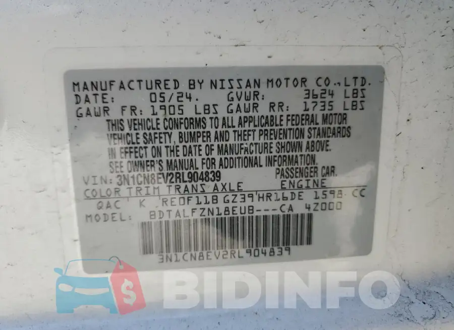 3N1CN8EV2RL904839 Photo# 12