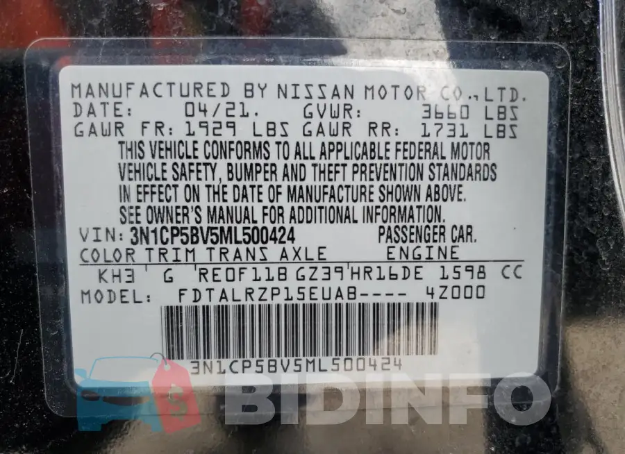 3N1CP5BV5ML500424 Photo# 14