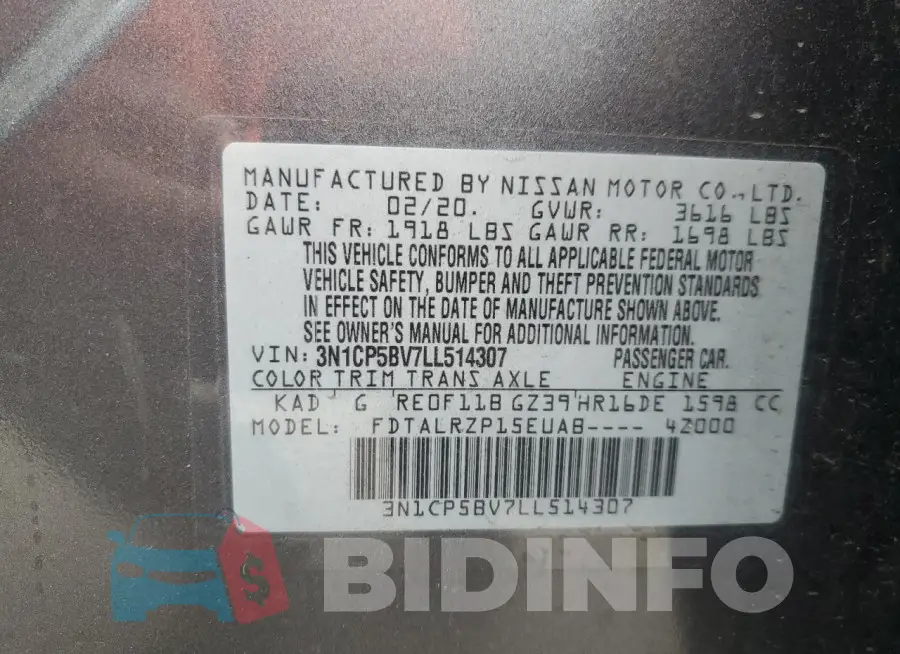 3N1CP5BV7LL514307 Photo# 14