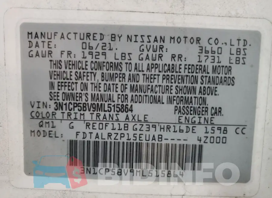 3N1CP5BV9ML515864 Photo# 13